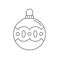 Christmas ball outline icon. Xmas bauble for holiday decoration. Vector illustration. Royalty Free Stock Photo